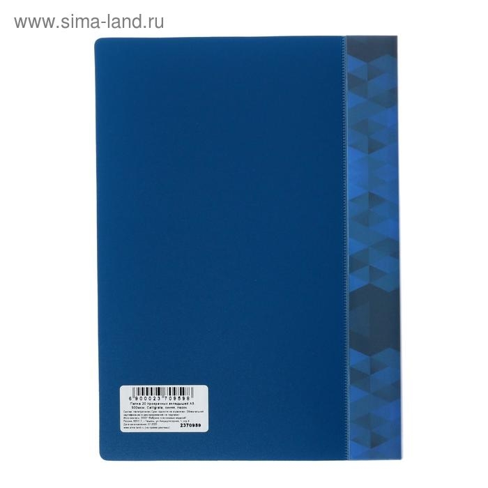 Набор папок А5, 20 вкладышей, Calligrata, карман на корешке, синие, 3 штуки Набор папок А5, 20 вкладышей, Calligrata, карман на корешке, синие, 3 штуки