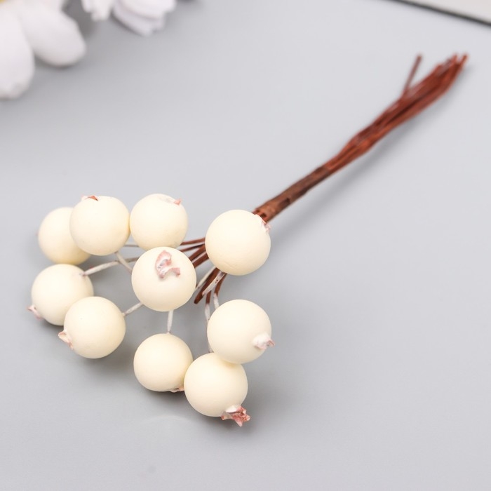 Декор для творчества Декор для творчества "Ягодки белые" 1 букет=10 ягод d=1 см 10 см