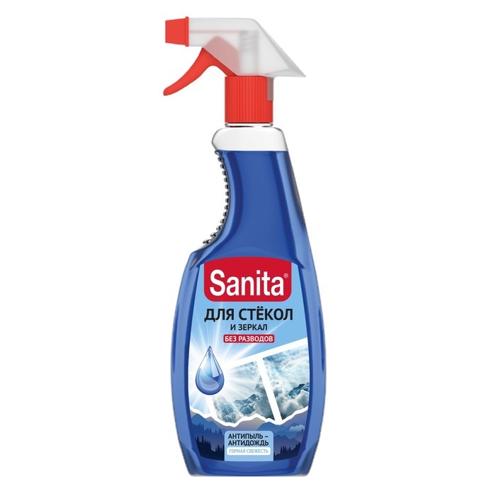 Спрей для стекол SANITA  Спрей для стекол SANITA "Горная свежесть", 500 мл