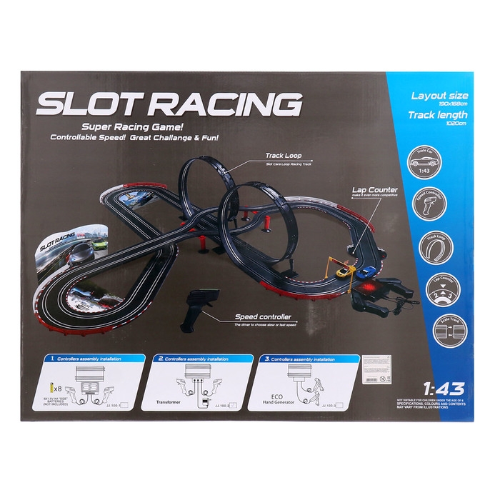 Автотрек «Турбо кросс», с 2 машинами, 1:43, работает от сети Автотрек «Турбо кросс», с 2 машинами, 1:43, работает от сети