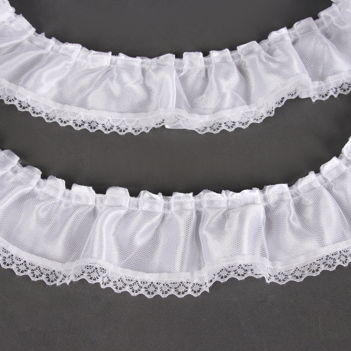 Тесьма белая атлас с кружевом 6 см, в упаковке 10 метров Тесьма белая атлас с кружевом 6 см, в упаковке 10 метров