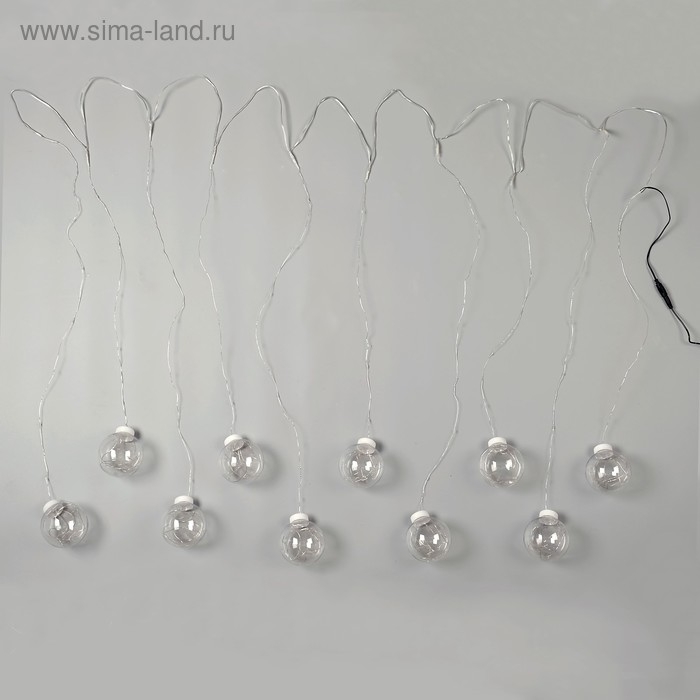 Гирлянда «Бахрома» 2.5 × 0.7 м роса с насадками «Шарики», IP20, серебристая нить, 150 LED, свечение белое, 12 В