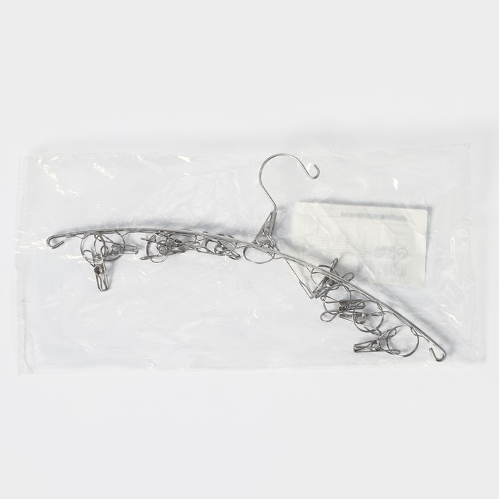 Сушилка для белья подвесная Доляна, 10 прищепок, 40×1×15 см, металл, цвет серебряный