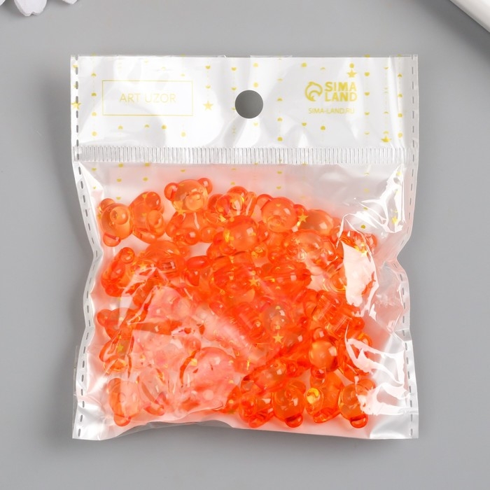 Декор для творчества пластик Декор для творчества пластик "Медвежонок" красный набор 25 шт 1,8х1,5х1 см