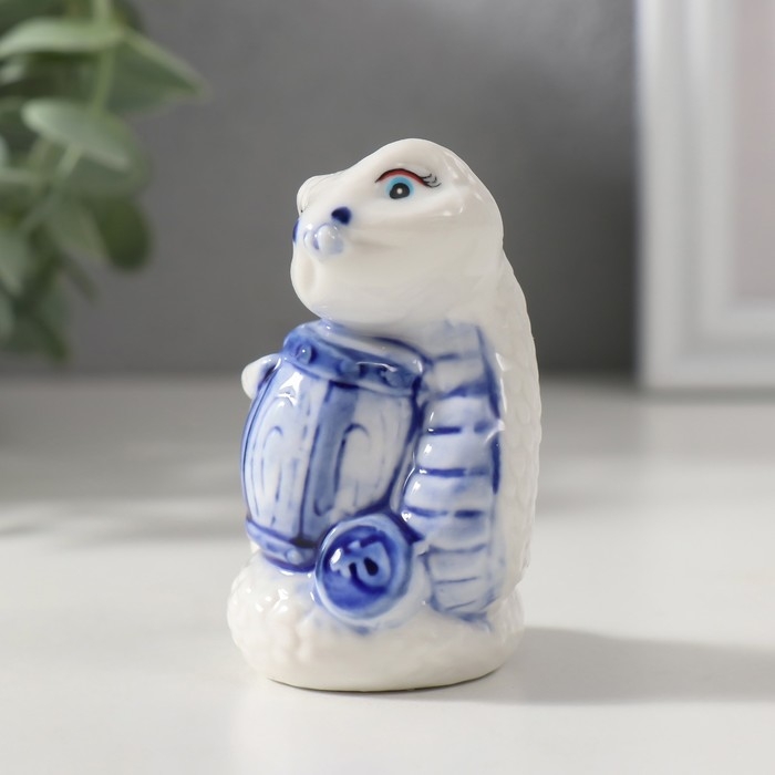 Сувенир керамика Сувенир керамика "Змейка с сокровищами" бело-синяя набор 3 шт 4,5х4,8х7 см