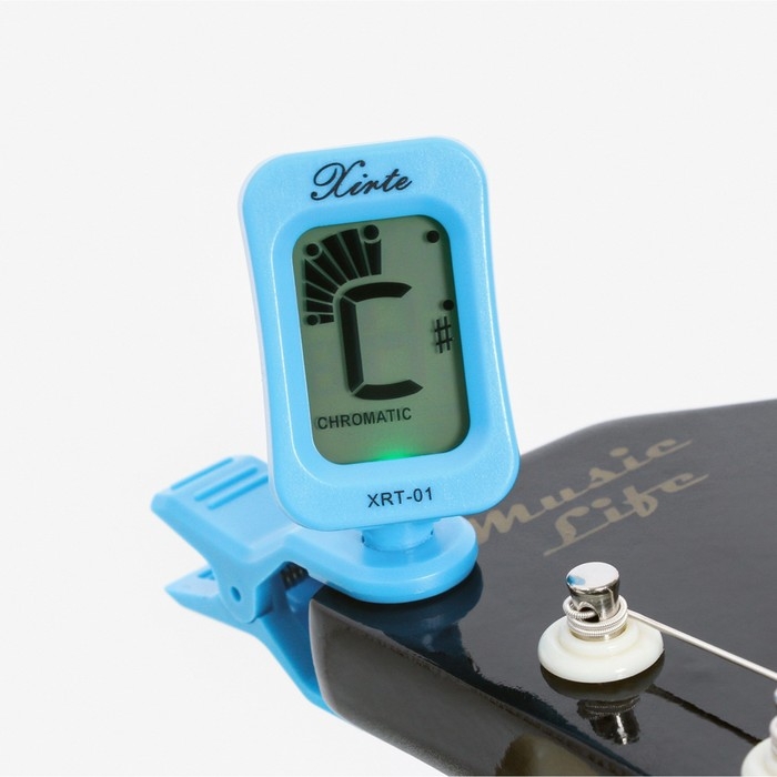 Тюнер для настройки гитары Music Life, прищепка, голубой Тюнер для настройки гитары Music Life, прищепка, голубой