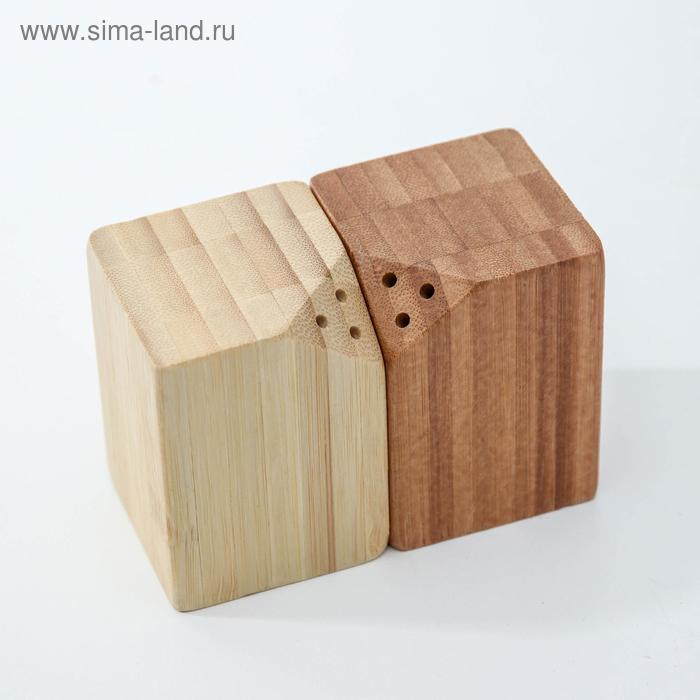 Набор для специй, 10×5×7 см, 2 шт, на магнитах, бамбук Набор для специй, 10×5×7 см, 2 шт, на магнитах, бамбук