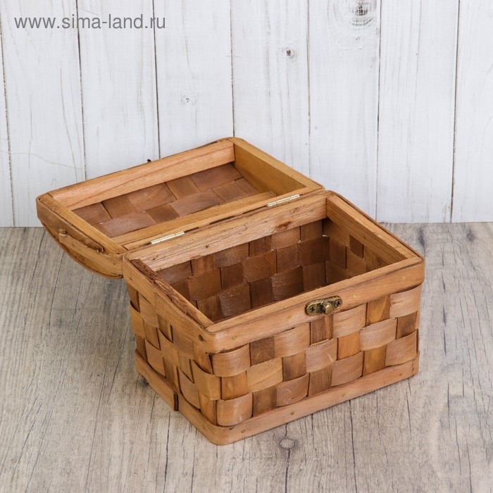 Сундук «Плетёнка», с замком, 17×12×12 см, шпон Сундук «Плетёнка», с замком, 17×12×12 см, шпон