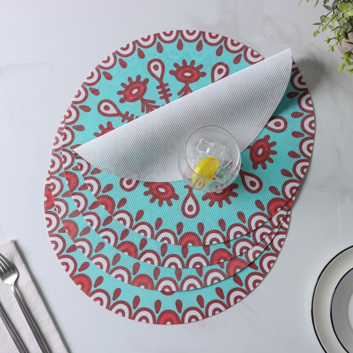 Салфетки сервировочные на стол Доляна «Колли», 4 шт, d=38 см, цвет бирюзовый Салфетки сервировочные на стол Доляна «Колли», 4 шт, d=38 см, цвет бирюзовый