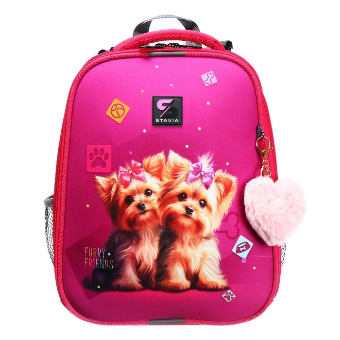 Рюкзак каркасный школьный 38 х 30 х 16 см, эргономичная спинка, Stavia Рюкзак каркасный школьный 38 х 30 х 16 см, эргономичная спинка, Stavia "Йорки", розовый