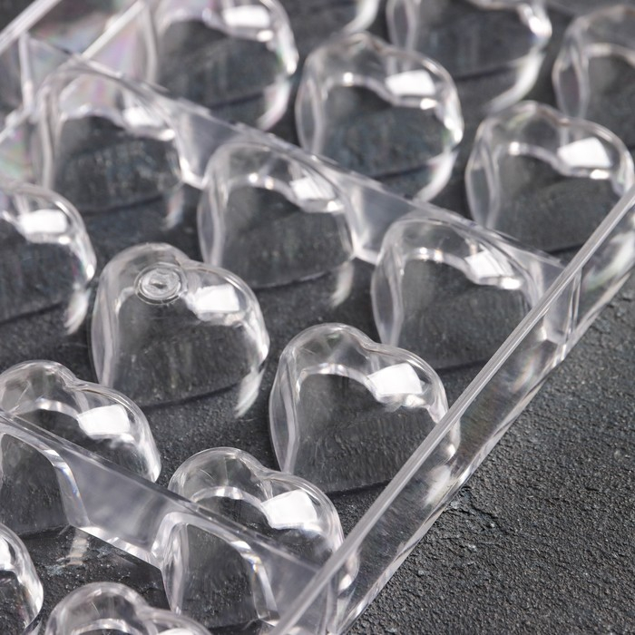 Форма для конфет и шоколада KONFINETTA «Сердца», 27,5×13,5 см, 21 ячейка 2×3 см, цвет прозрачный Форма для конфет и шоколада KONFINETTA «Сердца», 27,5×13,5 см, 21 ячейка 2×3 см, цвет прозрачный