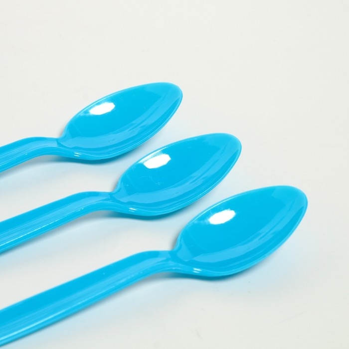 Ложки пластиковые, 6 шт., цвет голубой Ложки пластиковые, 6 шт., цвет голубой