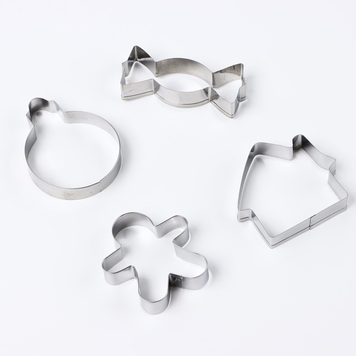 Новый год. Набор форм для печенья «Новогодняя почта», металл, 4 шт Новый год. Набор форм для печенья «Новогодняя почта», металл, 4 шт