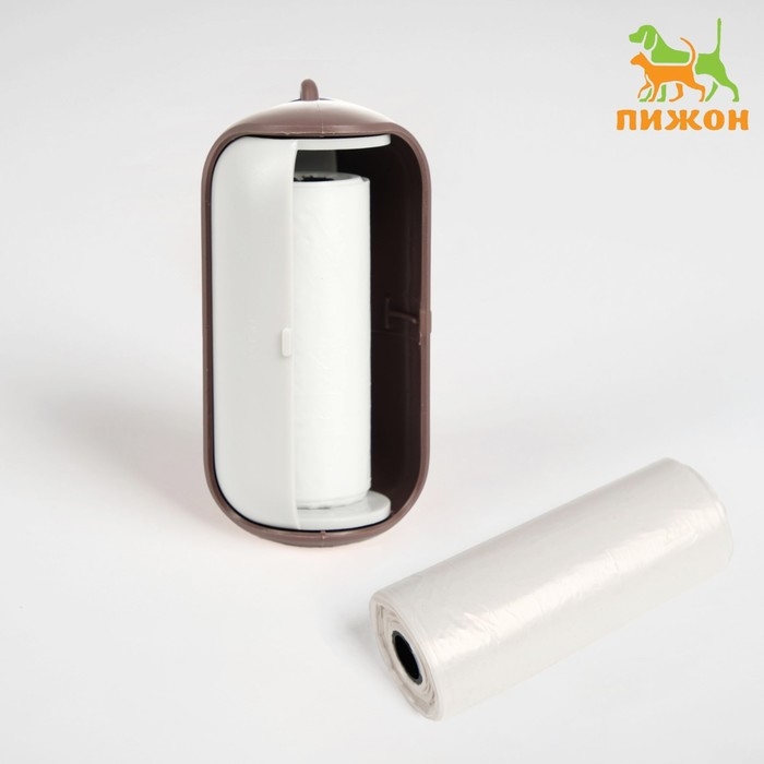 Контейнер-раздвижной с мешками для уборки (рулон 15 пакетов 29х21 см), кофейно-серый Контейнер-раздвижной с мешками для уборки (рулон 15 пакетов 29х21 см), кофейно-серый