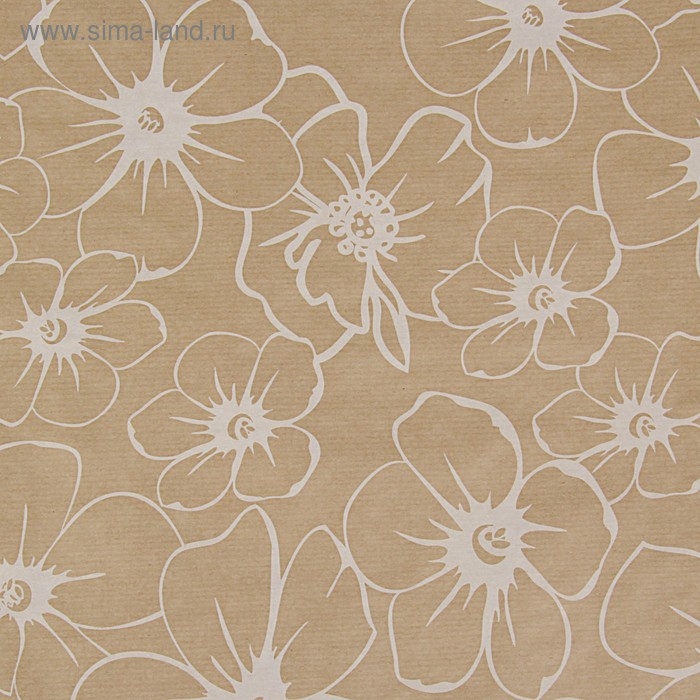 Бумага упаковочная крафт Бумага упаковочная крафт "Анемоны", 0,72 х 10 м, 40 гр/м2