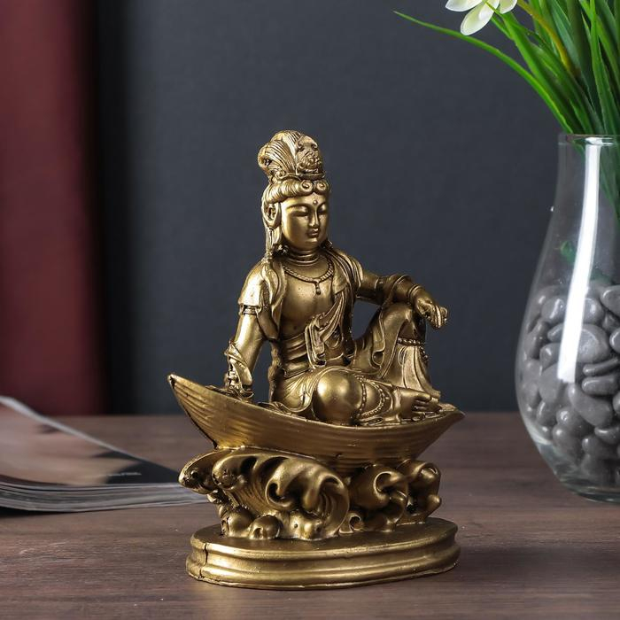 Нэцке полистоун бронза  Нэцке полистоун бронза "Лакшми в лодке" 16х11,5х8,5 см