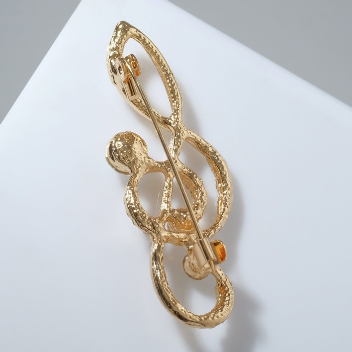 Брошь «Скрипичный ключ» изящный, цвет белый в золоте Брошь «Скрипичный ключ» изящный, цвет белый в золоте