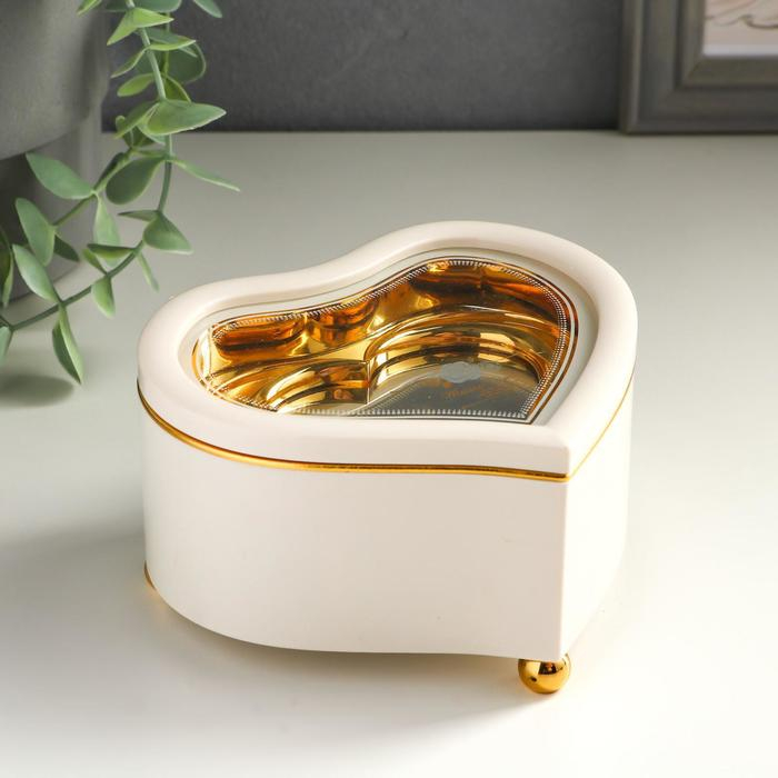 Шкатулка музыкальная механическая Шкатулка музыкальная механическая "Белое сердце с балериной" 7х13х11,5 см