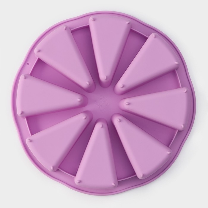 Форма для выпечки Доляна «Сладости. Кусочки торта», силикон, d=26 см, 8 ячеек (9,5×5,8 см), цвет сиреневый Форма для выпечки Доляна «Сладости. Кусочки торта», силикон, d=26 см, 8 ячеек (9,5×5,8 см), цвет сиреневый