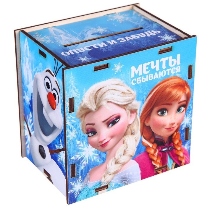 Копилка деревянная с цифрами, 12х12х8.6 см, Холодное сердце Копилка деревянная с цифрами, 12х12х8.6 см, Холодное сердце