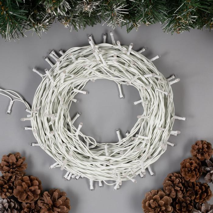 Гирлянда «Нить» 20 м, IP44, белая нить, 200 LED, свечение жёлтое, 8 режимов, 220 В