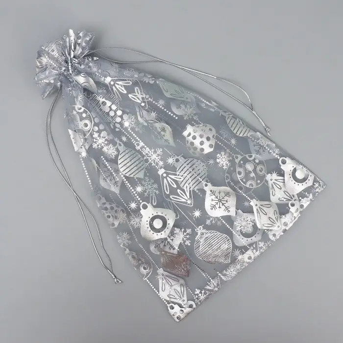 Мешочек подарочный органза «Новогодние игрушки», 20 х 30 см +/- 1.5 см Мешочек подарочный органза «Новогодние игрушки», 20 х 30 см +/- 1.5 см