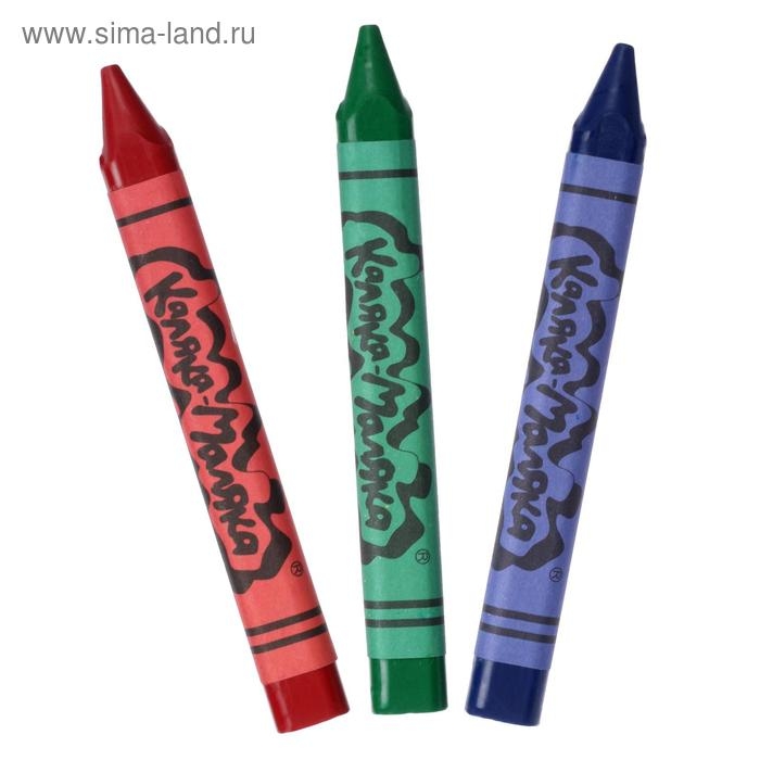 Мелки восковые 6 цветов, Мелки восковые 6 цветов, "Каляка-Маляка", трёхгранные