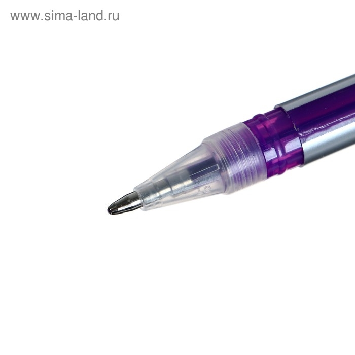 Набор гелевых ручек 6 цветов, корпус серебро в полоску, в блистере на кнопке