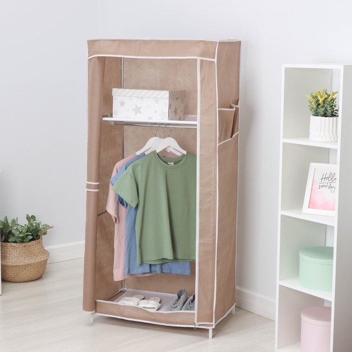 Шкаф тканевый каркасный, складной LaDо́m, 70×45×150 см, цвет бежевый Шкаф тканевый каркасный, складной LaDо́m, 70×45×150 см, цвет бежевый
