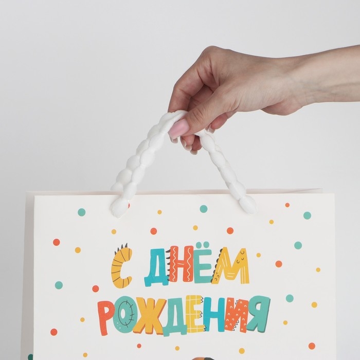 Пакет ламинированный вертикальный &laquo;Динозавр: С днём рождения&raquo;, M 26 х 30 х 9 см