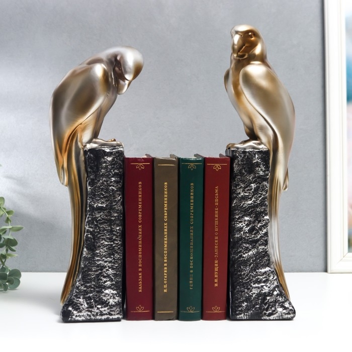 Держатели для книг  Держатели для книг "Золотистые попугаи на скале" набор 2 шт 38х9х9,5 см