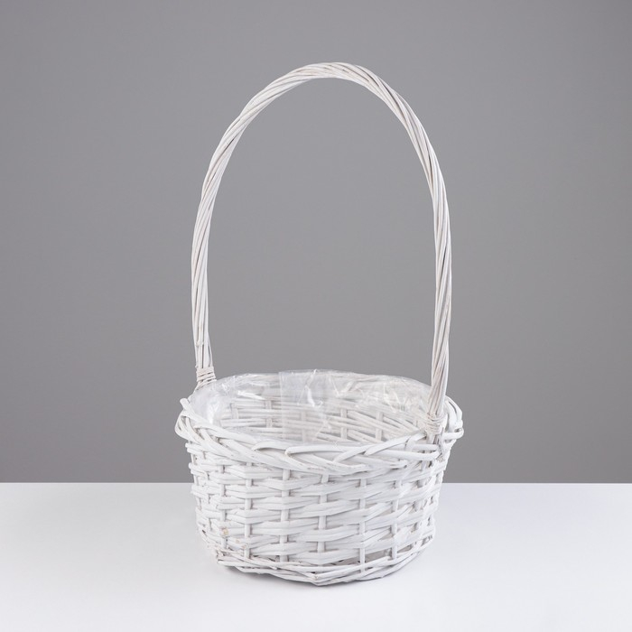 Набор корзин «Плетёнка», белый, 3 шт, 28×14/45 см, 24×13/41 см, 19×11/37 см, ива Набор корзин «Плетёнка», белый, 3 шт, 28×14/45 см, 24×13/41 см, 19×11/37 см, ива