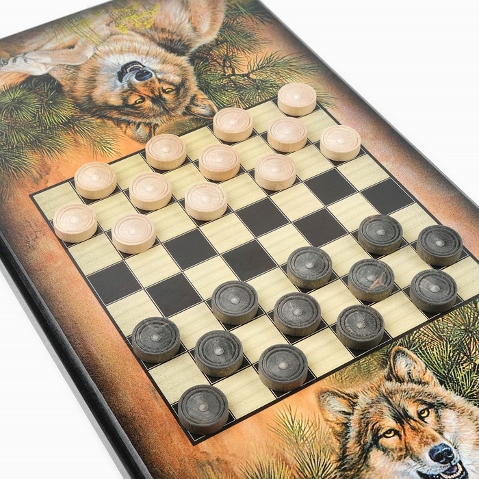 Нарды деревянные большие, настольная игра Нарды деревянные большие, настольная игра "Волки", 60 х 60 см, с шашками