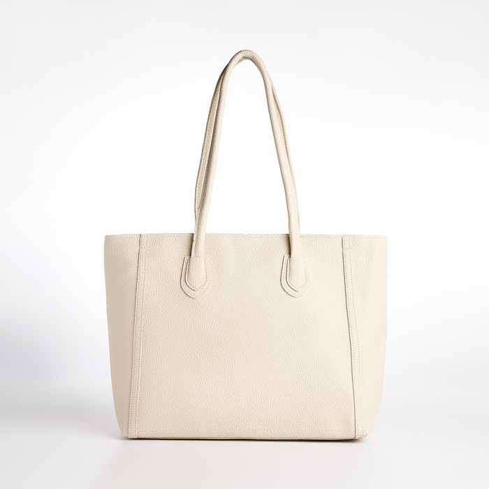 Сумка-шопер женская на молнии, цвет молочный