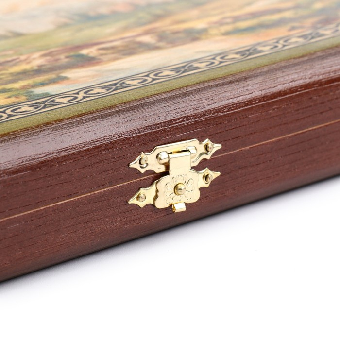 Нарды деревянные большие, настольная игра Нарды деревянные большие, настольная игра "Горы", 40 х 40 см, с шашками