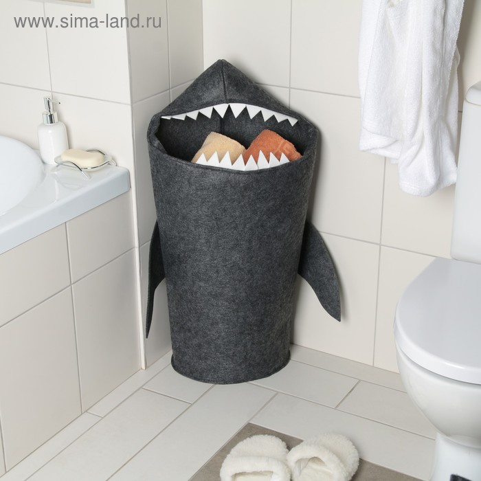 Корзина для хранения Funny «Акула», 31×26×75 см, цвет тёмно-серый