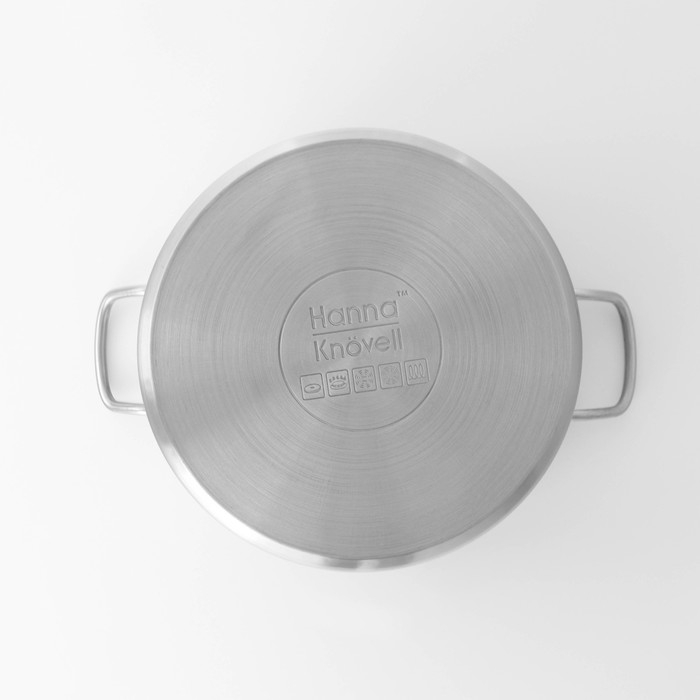 Кастрюля из нержавеющей стали Hanna Knövell с крышкой, 9 л, d=26 см, h=17 см, толщина стенки 0,6 мм, индукция
