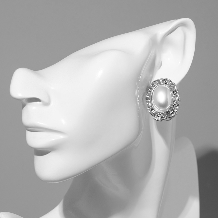 Серьги с жемчугом &laquo;Абстракция&raquo; зеркало, цвет серебро