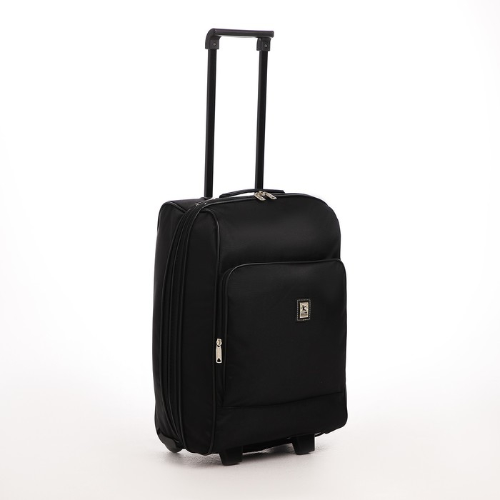 Чемодан малый 52 л (S), «Фабрика КАРТЕКС», отдел на молнии, с расширением, наружный карман, 2 колеса, цвет чёрный Чемодан малый 52 л (S), «Фабрика КАРТЕКС», отдел на молнии, с расширением, наружный карман, 2 колеса, цвет чёрный