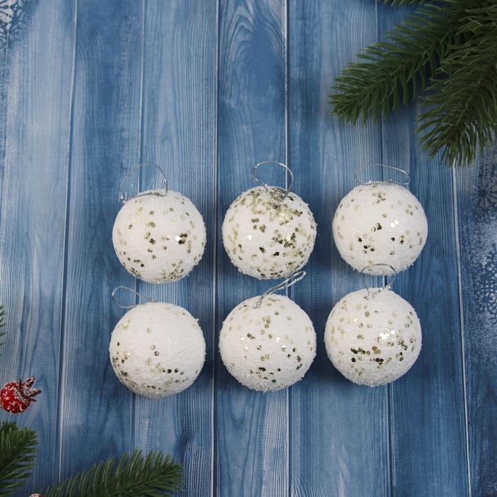 Набор шаров пластик d-5 см, 6 шт Набор шаров пластик d-5 см, 6 шт "Золотые вкрапления"