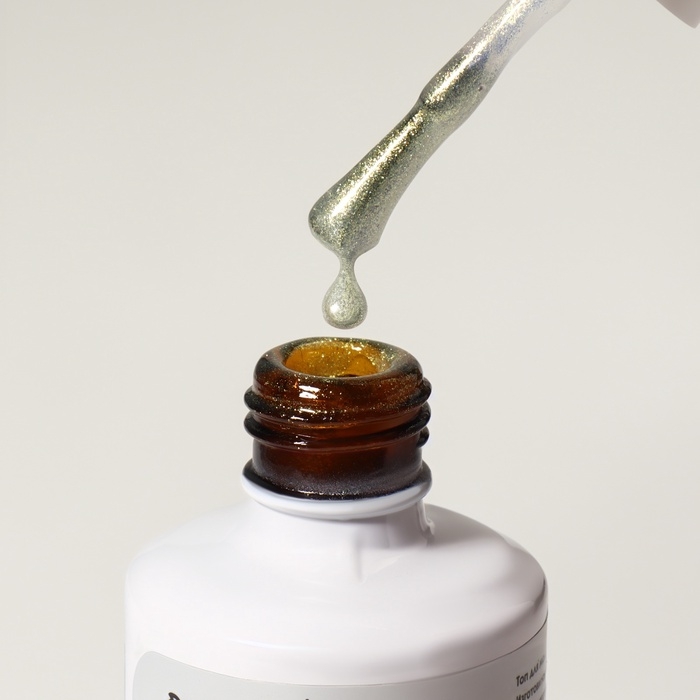 Топ для ногтей «Сияние», с блёстками, 15 мл, LED/UV, серебристый, жёлтый Топ для ногтей «Сияние», с блёстками, 15 мл, LED/UV, серебристый, жёлтый