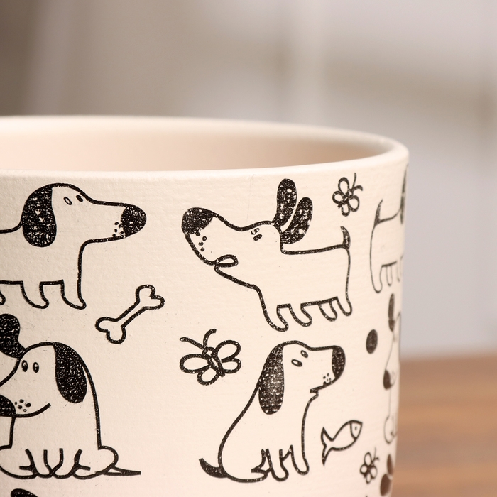Горшок цветочный Собаки белый бук №1, 0,8 л, d - 12 см