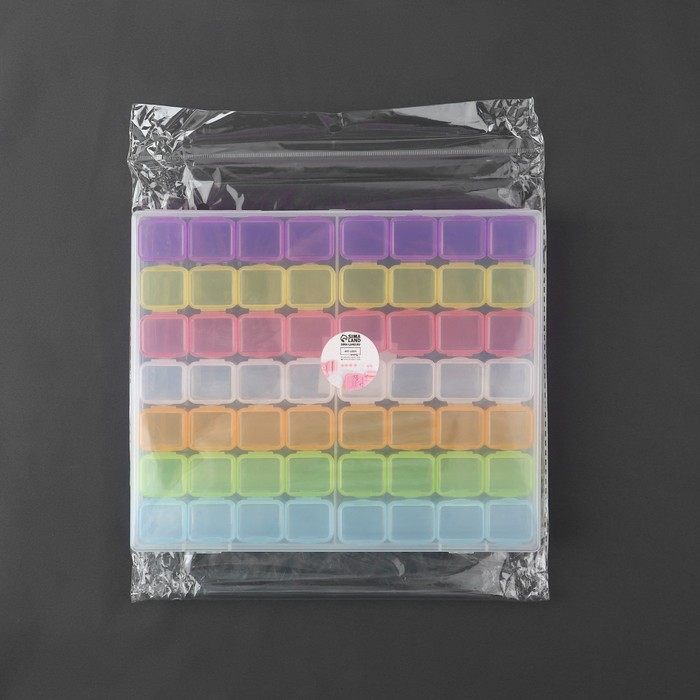 Набор органайзеров, 14 рядов по 4 ячейки, в контейнере, 21 &times; 17,7 &times; 2,6 см, цвет разноцветный