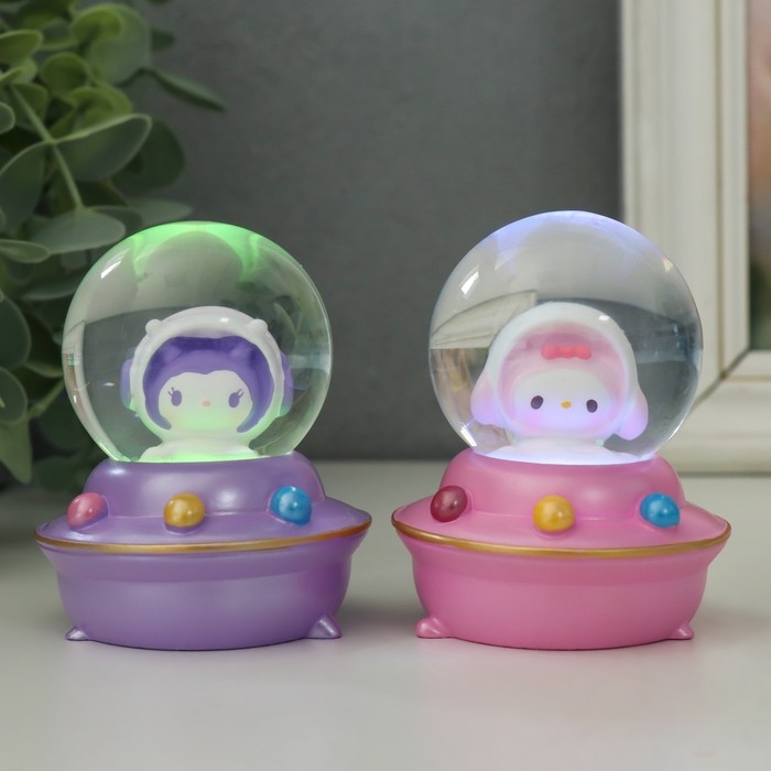 Сувенир полистоун водяной шар свет Сувенир полистоун водяной шар свет "Зверёк-космонавт" МИКС 7х5,5х5,5 см