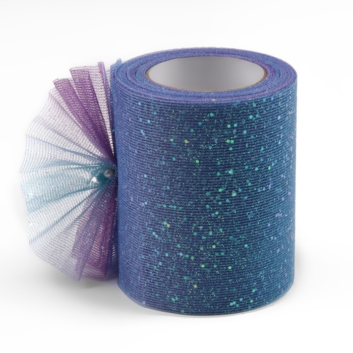 Фатин с глиттером «Радуга», 7,5 см, 11 ± 1 г/кв.м, 9 ± 0,5 м, цвет синий №4 Фатин с глиттером «Радуга», 7,5 см, 11 ± 1 г/кв.м, 9 ± 0,5 м, цвет синий №4