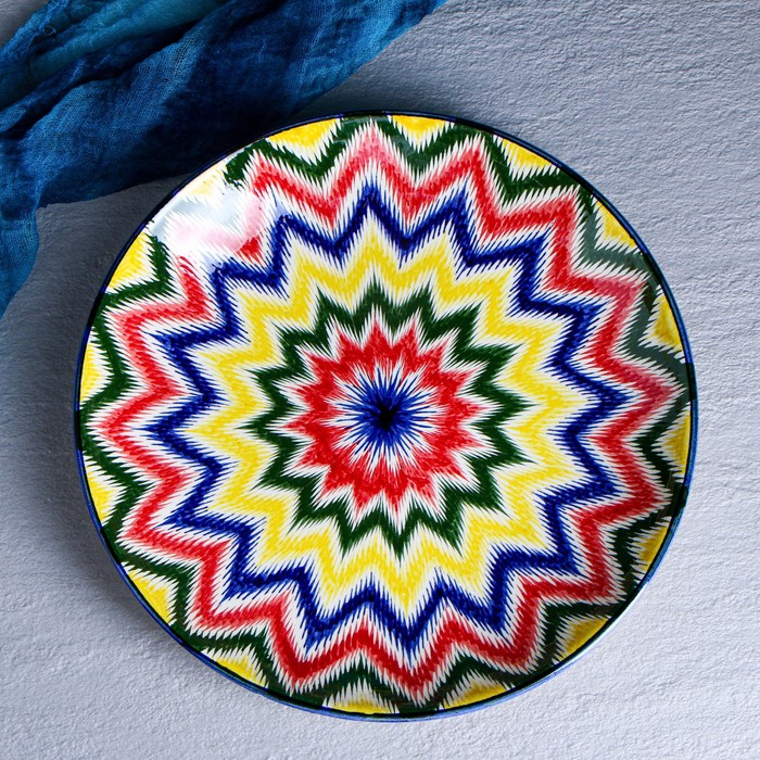 Набор чайный Риштанская керамика Набор чайный Риштанская керамика "Атлас №2", 9 предметов (чайник 1л, пиалы 0,3л), микс