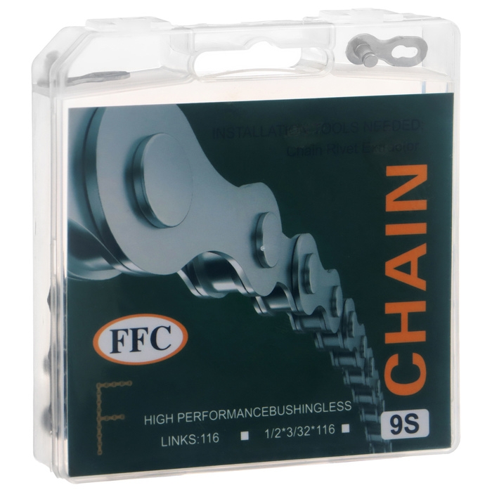 Цепь Bike Parts F9, 9 скоростей, 116 звеньев, замок в комплекте Цепь Bike Parts F9, 9 скоростей, 116 звеньев, замок в комплекте