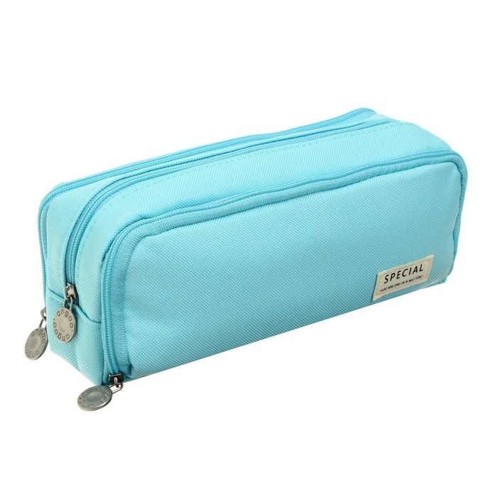 Пенал школьный на молнии 3-х секционный, голубой Пенал школьный на молнии 3-х секционный, голубой