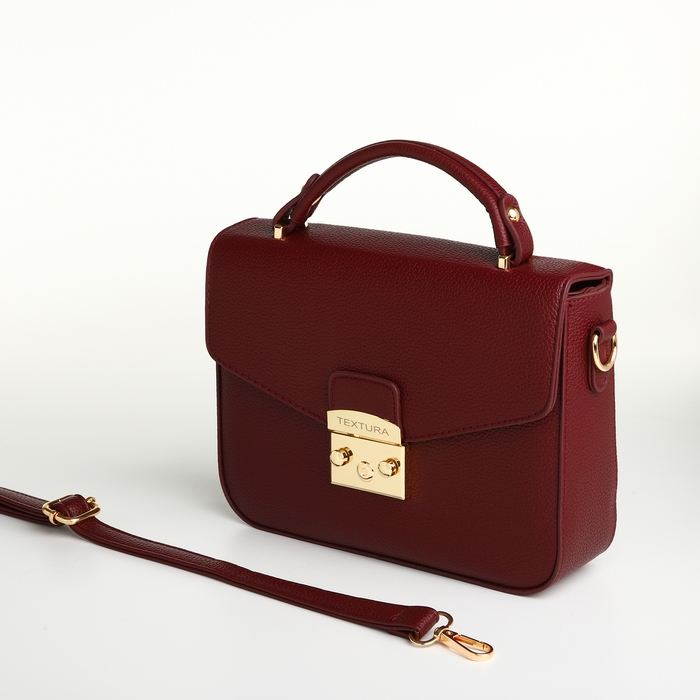 Сумка женская на клапане, TEXTURA, маленький размер, цвет бордовый Сумка женская на клапане, TEXTURA, маленький размер, цвет бордовый