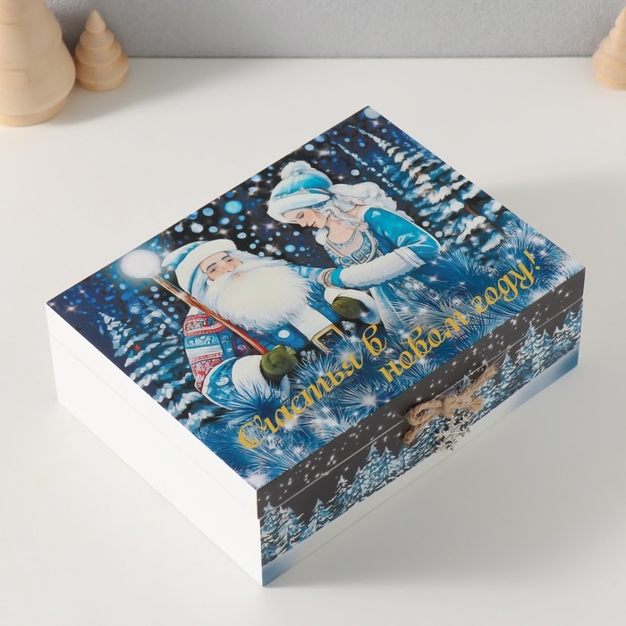 Шкатулка дерево Шкатулка дерево "Дед Мороз и снегурочка" 6,5х20х15 см